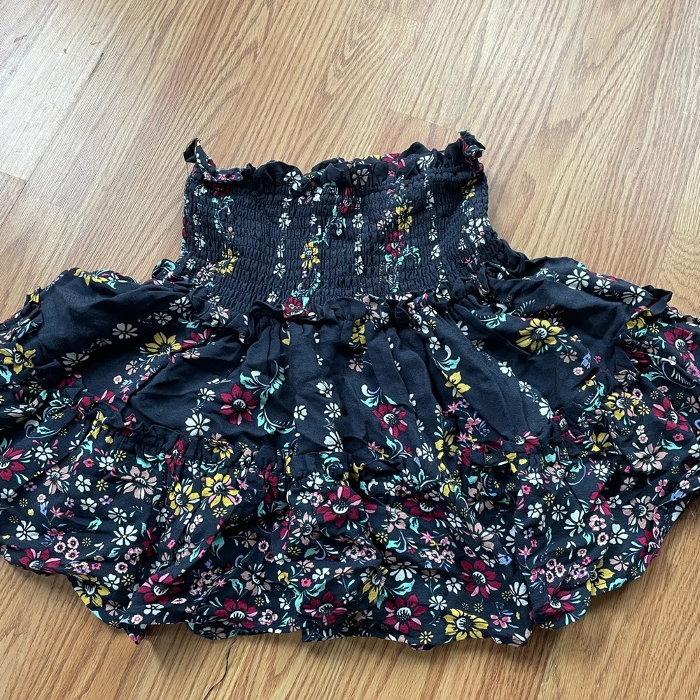 Singed Waisted Navy Blue Flowy Skirt